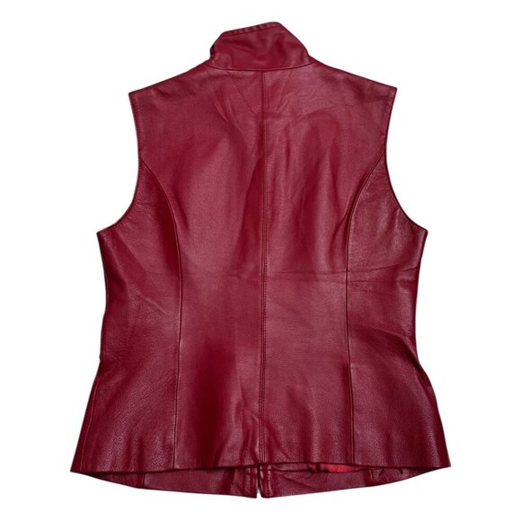 VINTAGE MARK ALAN Genuine Red Leather Luxury Designer Retro Vest Womens Small - Picture 2 of 6